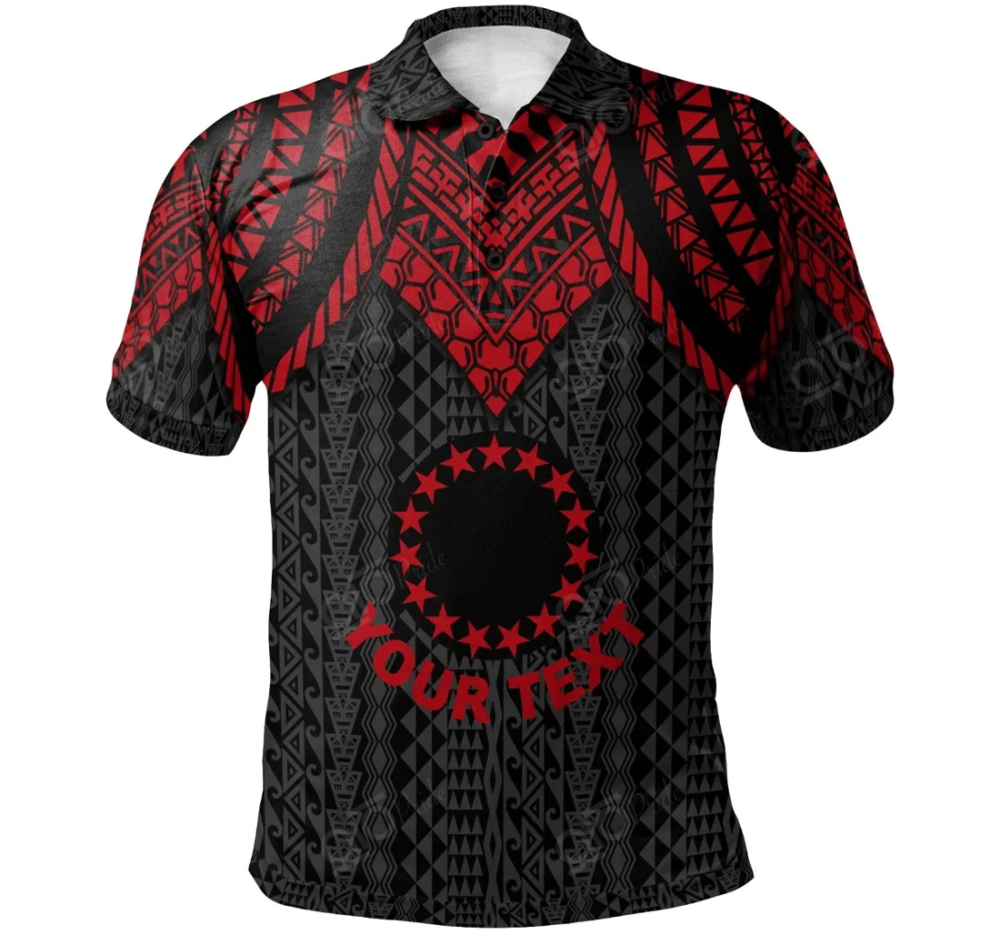 Custom Text Cook Islands - Polynesian Armor Style Red - Polo Shirt