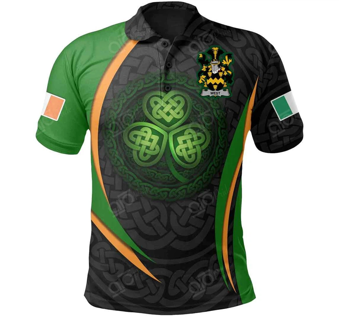 Personalized West Irish Family Crest - Irish Spirit - Polo Shirt