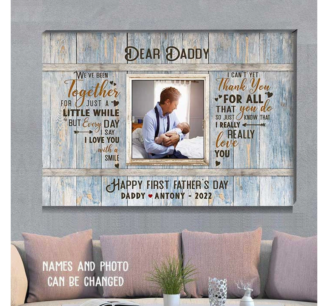 Poster, Canvas - First Fathers Day Personalized Fathers Day New Dad Gift From Son And Daughter Print Framed Wall Art