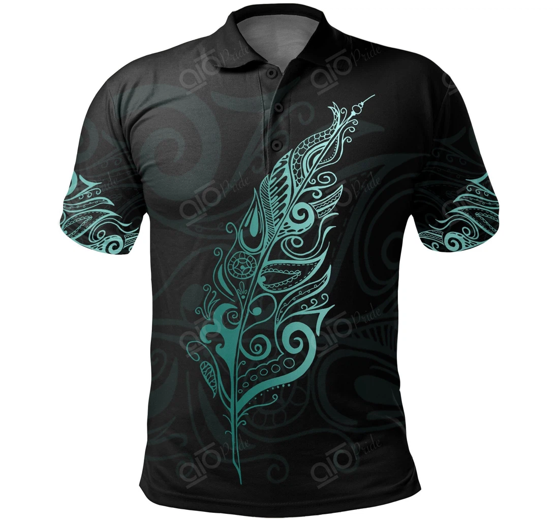Personalized Light Silver Fern New Zealand Turquoise - Polo Shirt