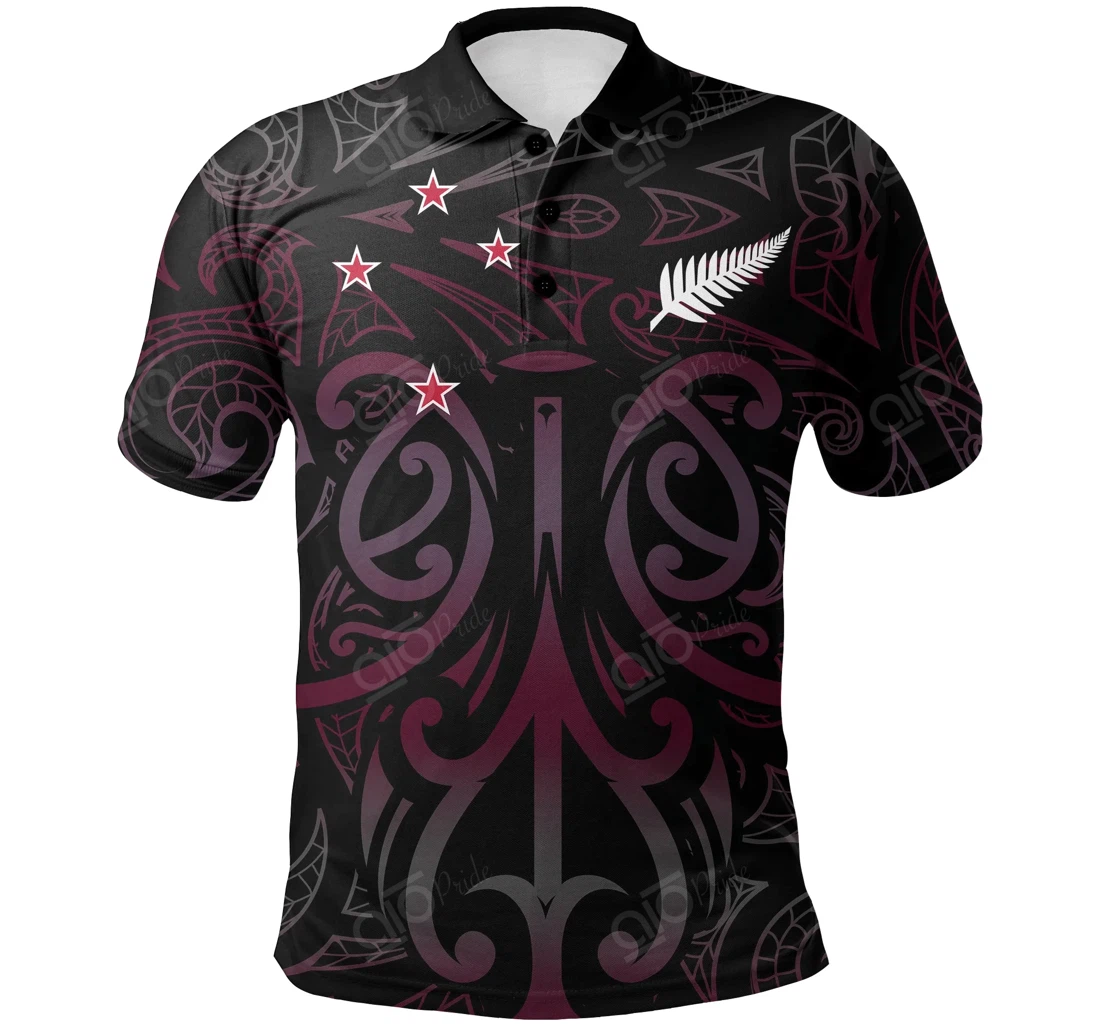 Personalized New Zealand - Maori Mask Pullover Pink White - Polo Shirt