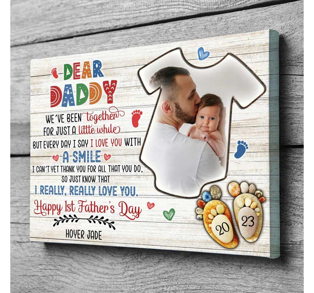 Poster, Canvas - First Father's Day 2023 Personalized New Dad Father Print Framed Wall Art