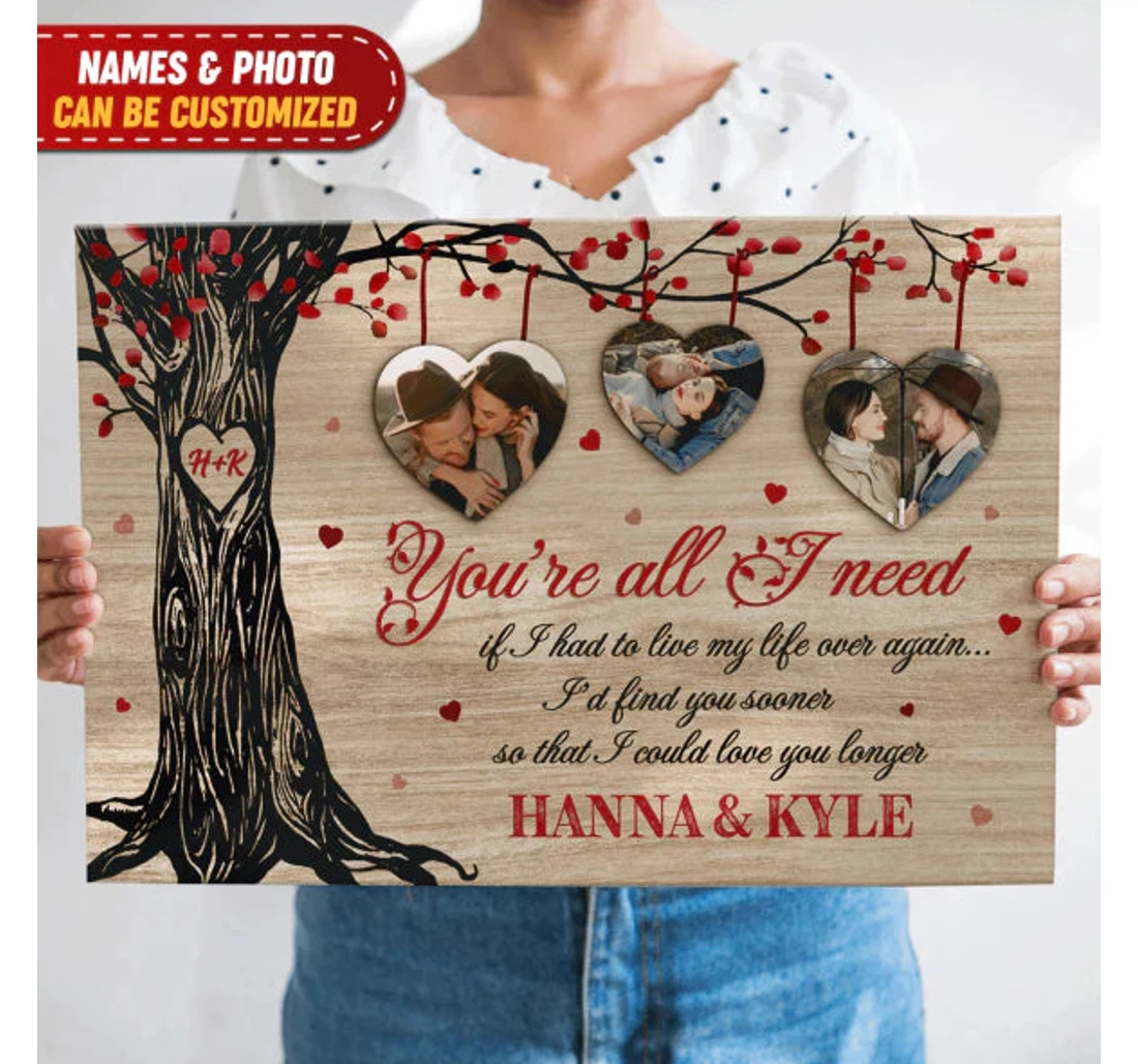Poster, Canvas - You're All I Need Valentine's Day Couple Personalized Print Framed Wall Art