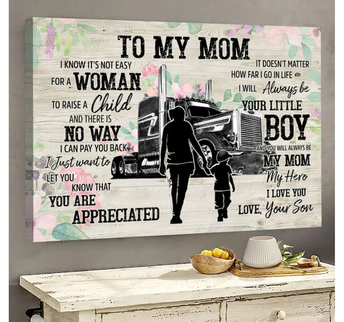 Poster, Canvas - Personalized To My Mom Mom From Son Mother's Day Mother And Son Son Print Framed Wall Art