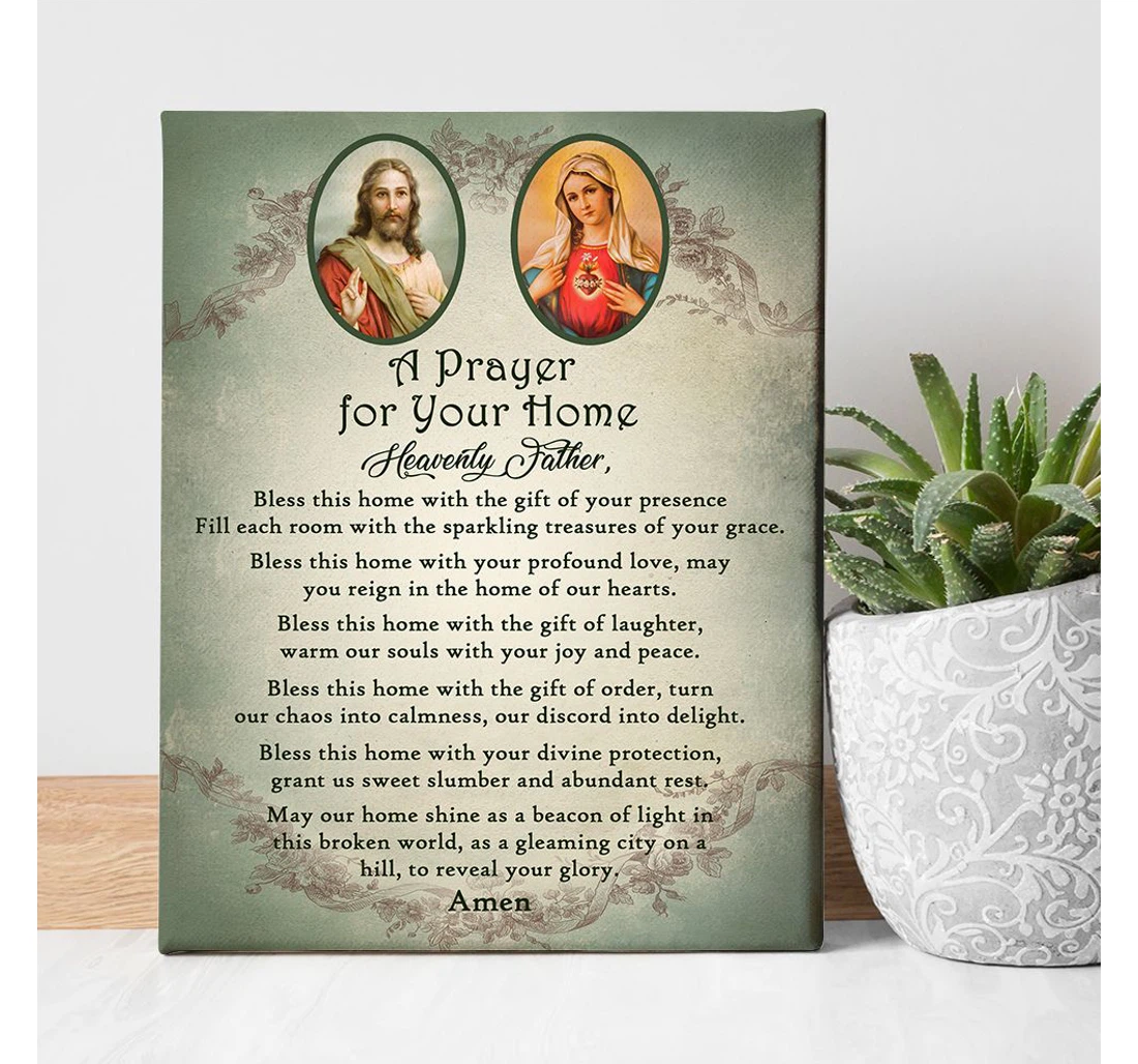 Personalized Poster, Canvas - Jesus And Virgin Mary Amen Mother's Day Prayer Print Framed Wall Art