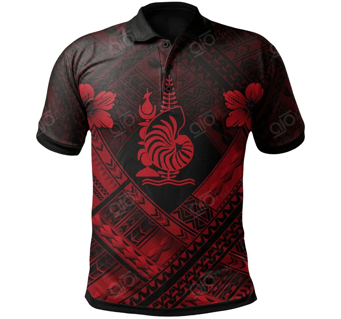 Personalized New Caledonia Polynesian - New Caledonia Red Seal Camisole Hibiscus Style - Polo Shirt