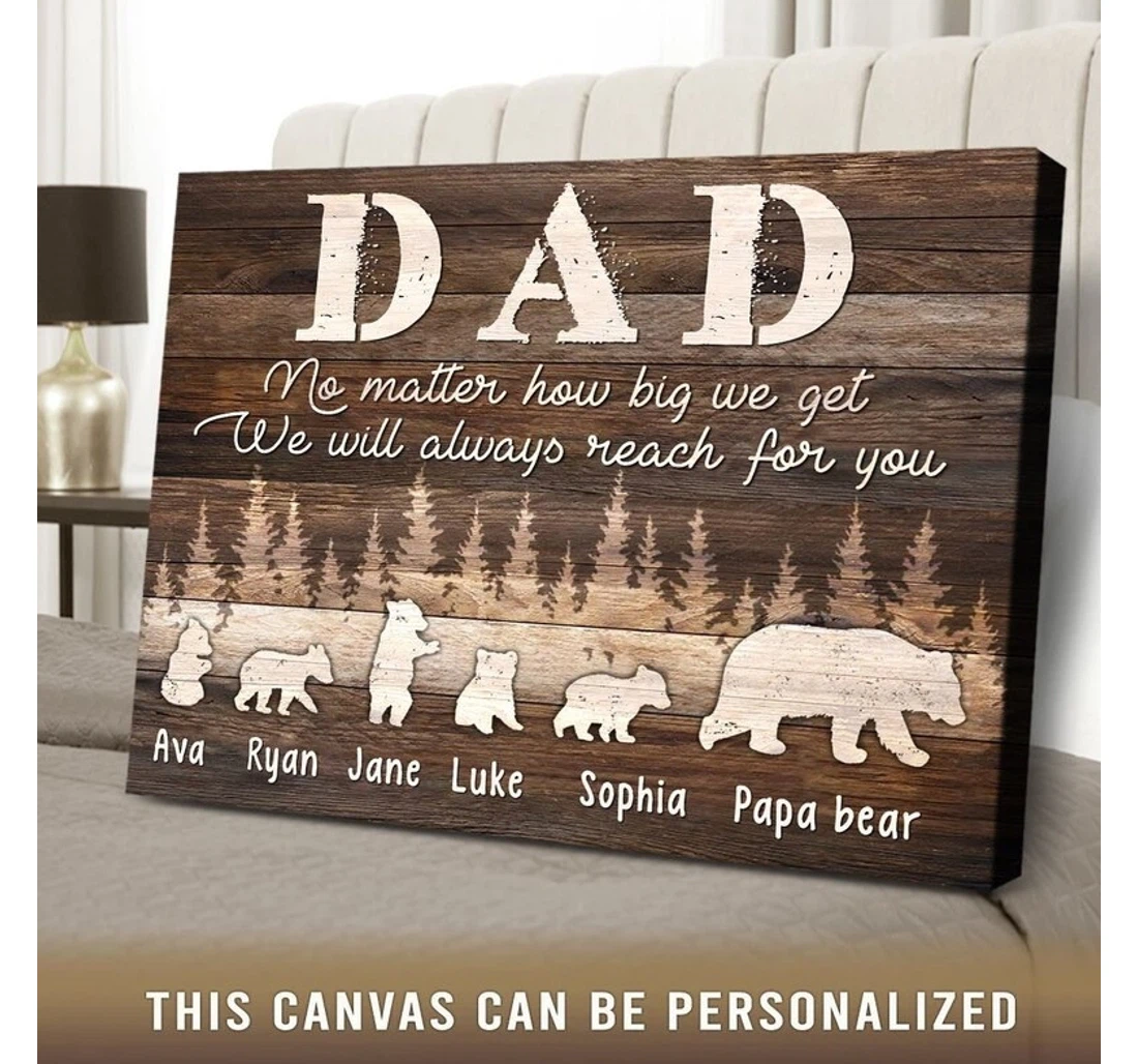 Poster, Canvas - Personalized Papa Bear Father's Day Dad Father's Day Print Framed Wall Art