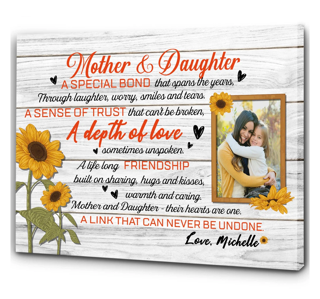 Personalized Poster, Canvas - Custom Mother Daughter- Sunflower Mother's Day From Daughter To Mom T243 Print Framed Wall Art