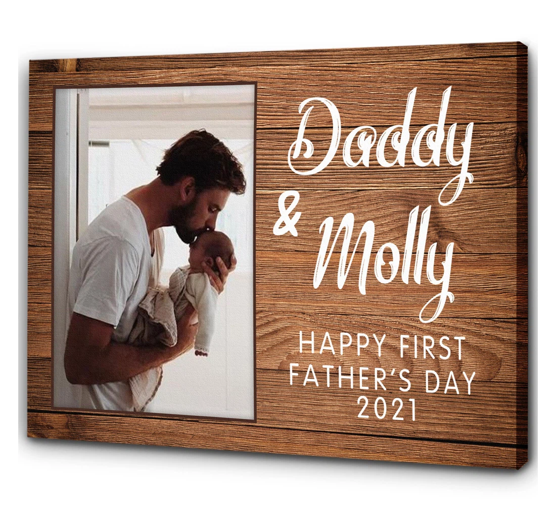Personalized Poster, Canvas - Custom Dad Happy First Father's Day Together First Father's Day New Dad Dad To Be Expecting Dad T442 Print Framed Wall Art