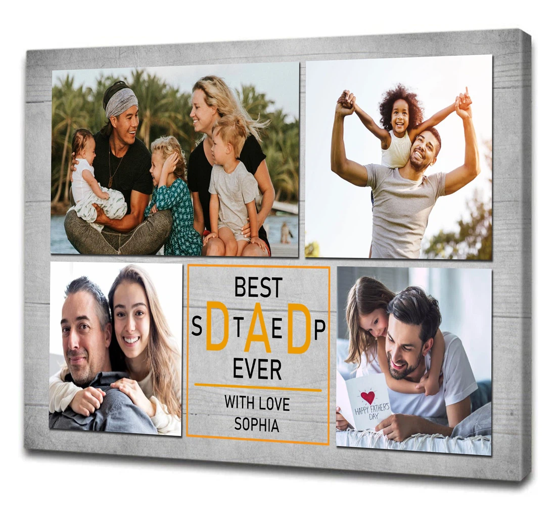 Poster, Canvas - Best Step Dad Ever Personalized Special Fathers Day Bonus Dad Step Father Bonus Father N1528 Print Framed Wall Art