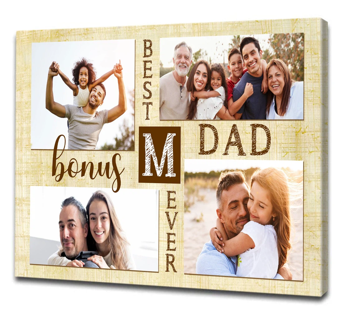Poster, Canvas - Best Bonus Dad Ever Personalized Special Fathers Day Step Dad Step Father Bonus Father N1532 Print Framed Wall Art
