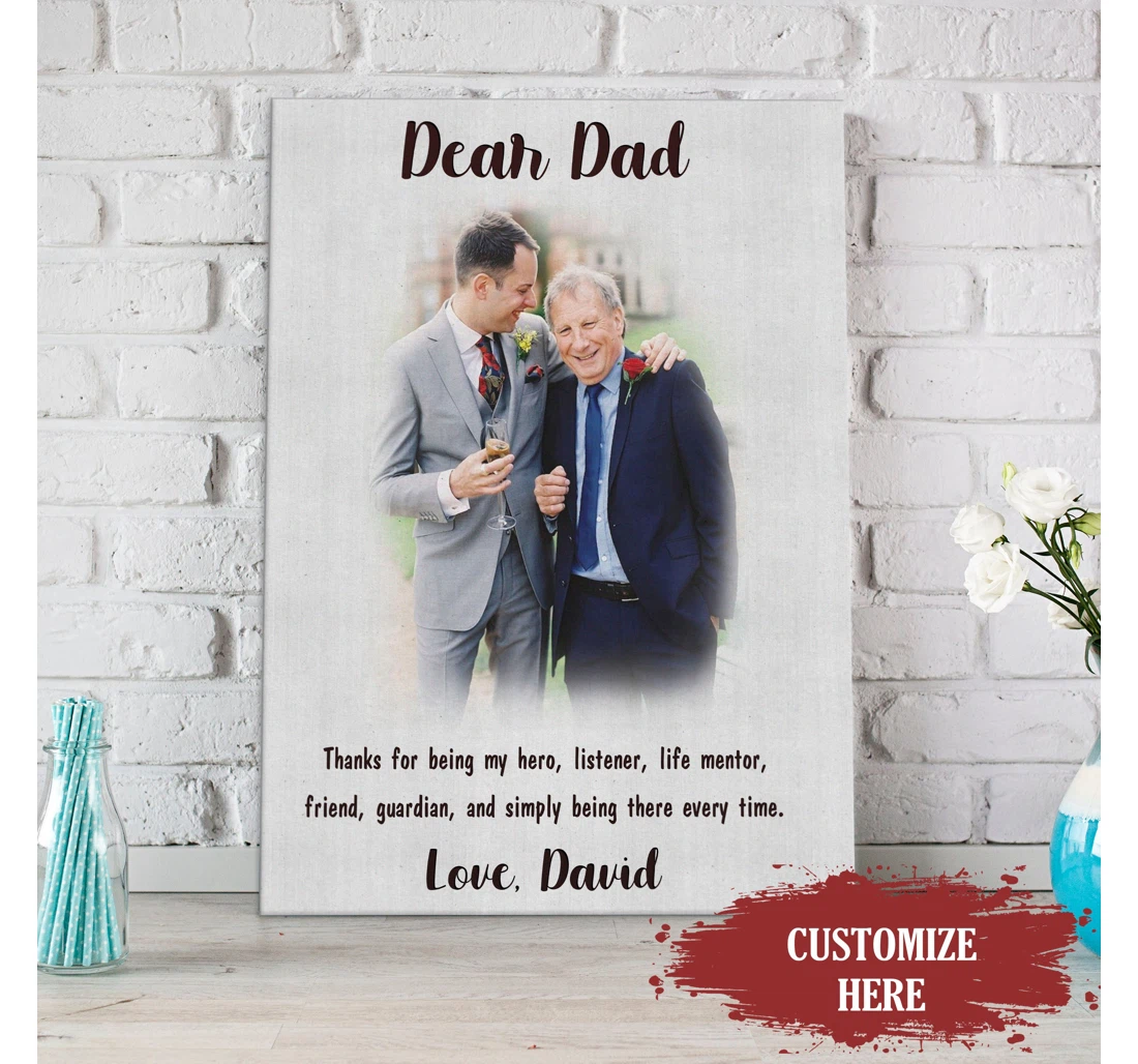 Poster, Canvas - Dear Dad Personalized Sentimental Father Dad From Daughter Son Children On Father's Day Wedding Day Jc687 Print Framed Wall Art