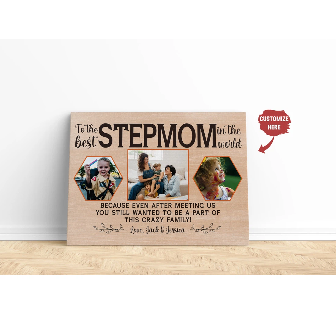Poster, Canvas - Best Step Mom Ever Bonus Mom Personalized Custom Mother's Day Bonus Mother N2469 Print Framed Wall Art