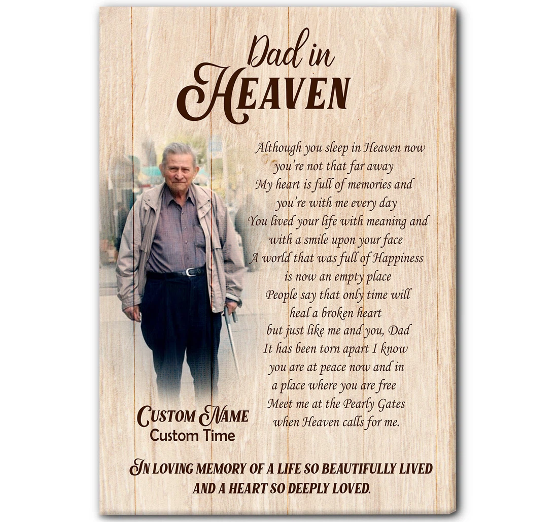 Poster, Canvas - Dad In Heaven Personalized Memorial Loss Of Father Loss Dad In Loving Memory Of Father Dad In Heaven Sympathy Remembrance Deceased Father Jc657 Print Framed Wall Art