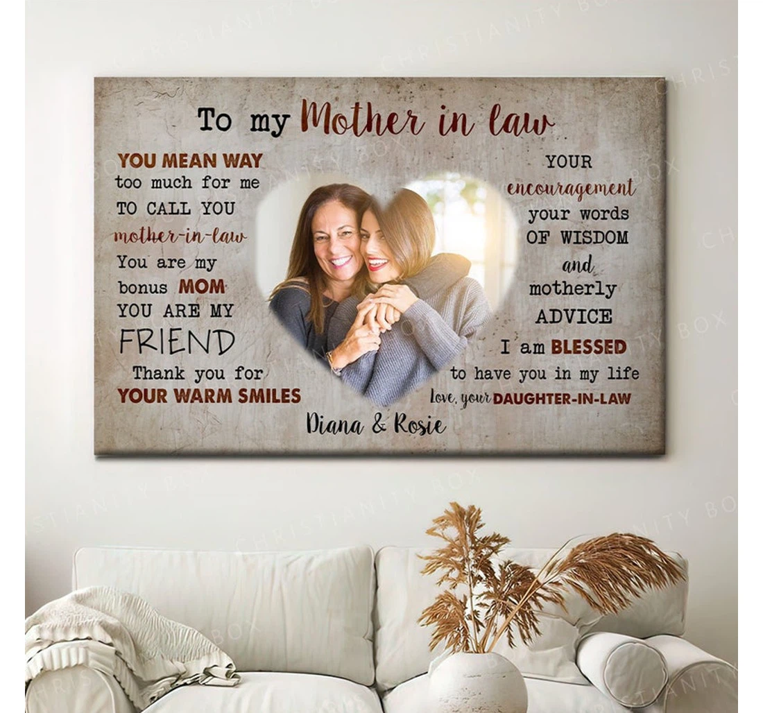 Personalized Poster, Canvas - To My Mother In Law Mother's Day From Daughters Sons Custom Name Print Framed Wall Art