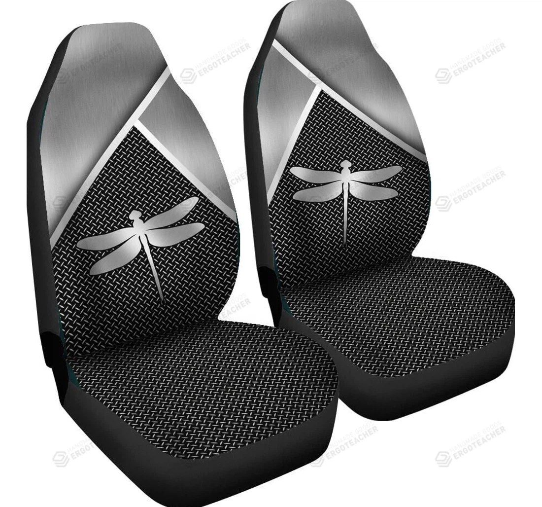 Dragonfly Silver Metal Universal Front Car Seat Cover