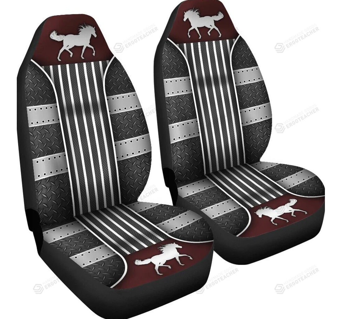 Horse Red Metal Universal Front Car Seat Cover