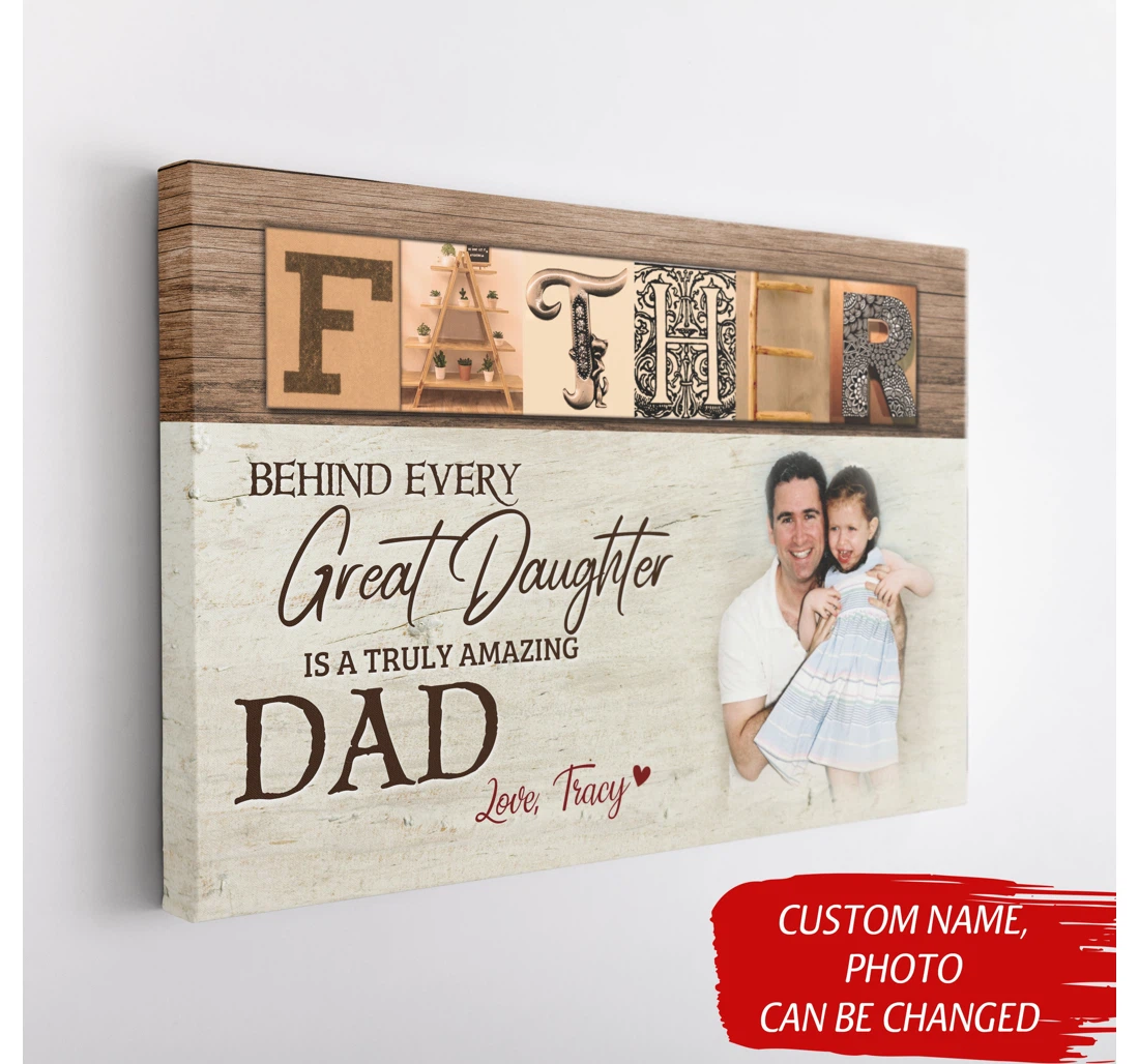 Poster, Canvas - Father Daughter Personalized Fathers Day Daddy Amazing Dad Custom N2549 Print Framed Wall Art