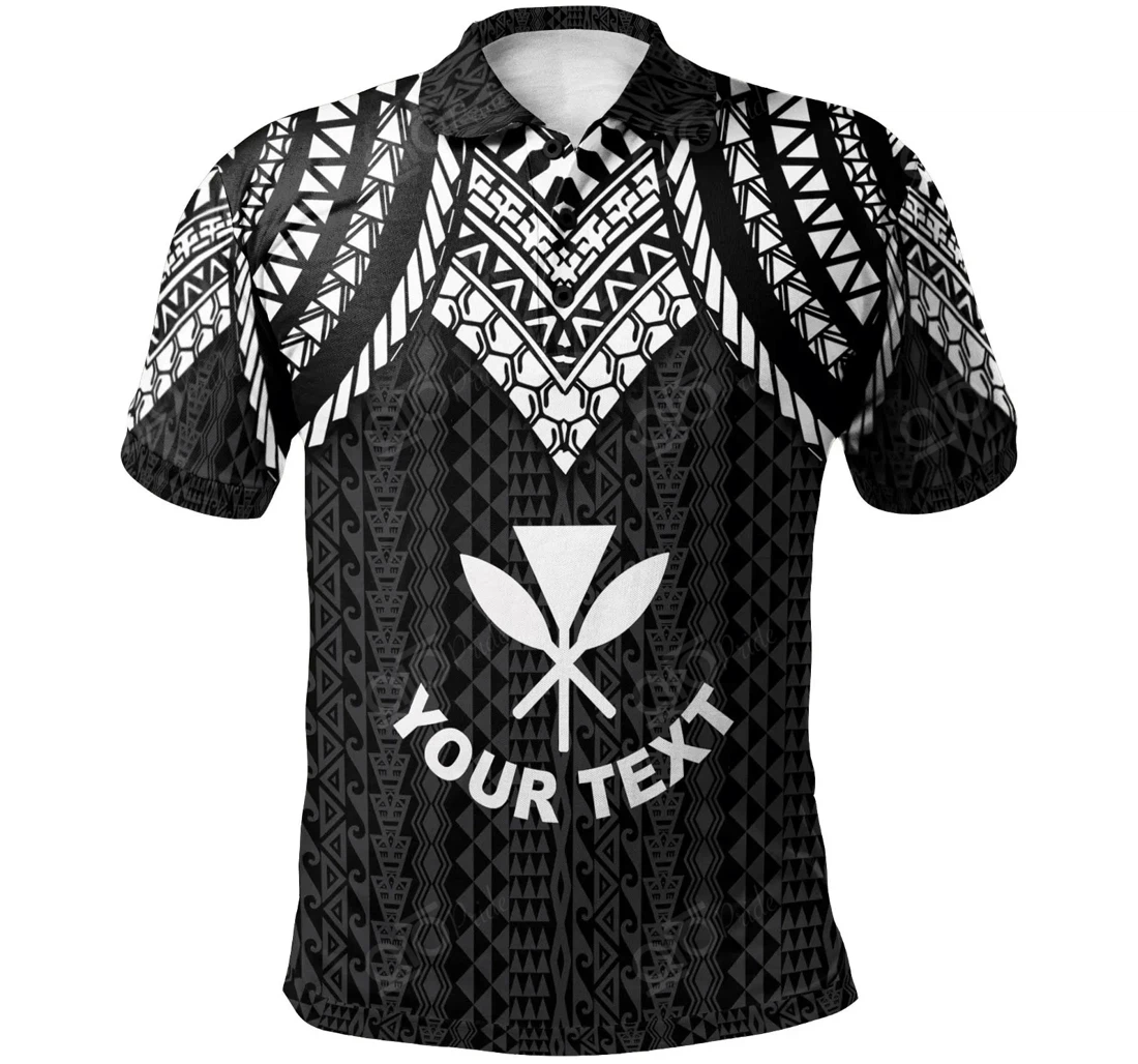 Custom Text Hawaii - Polynesian Armor Style Black - Polo Shirt