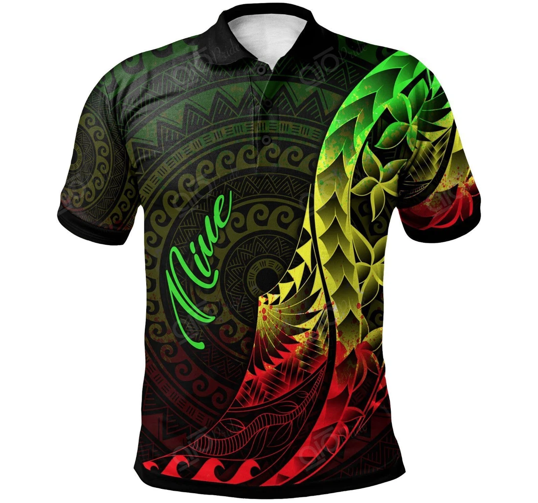 Personalized Niue - Polynesian Pattern Style Reggae Color - Polo Shirt