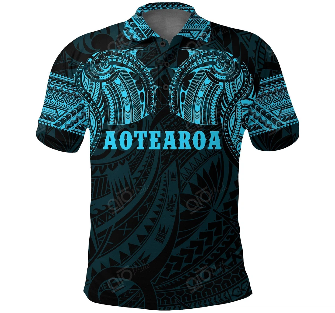 Personalized Aotearoa Maori Tattoo Black And Blue T - Polo Shirt