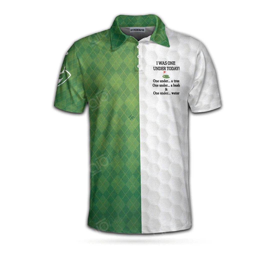 Personalized I Was One Under Today Golf White And Green Golfing Gift Idea For Male Players - Polo Shirt