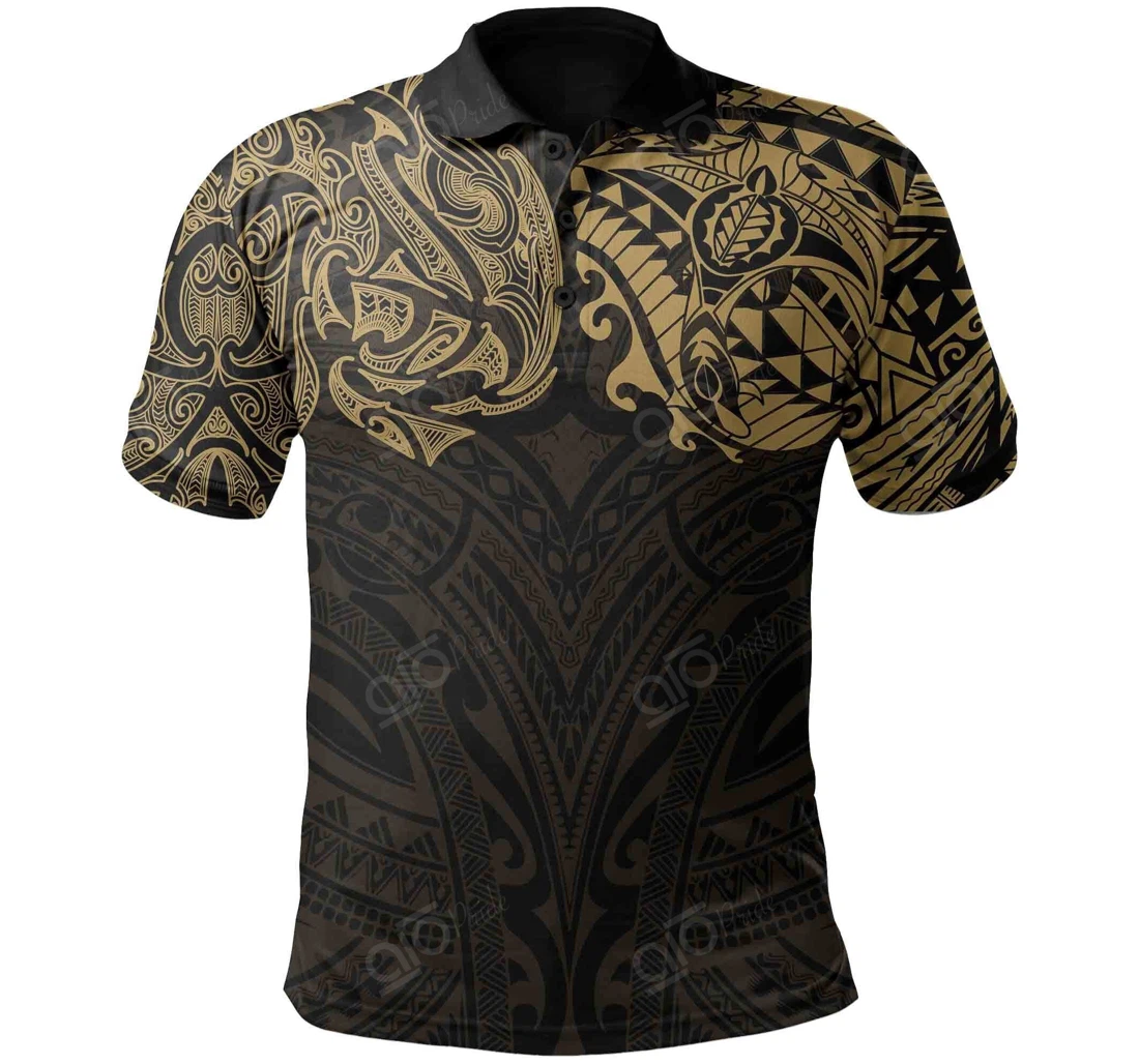 Personalized New Zealand Maori Polynesian Tattoo Gold - Polo Shirt