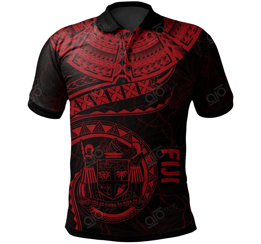 Personalized Fiji Polynesian - Fiji Waves Red - Polo Shirt