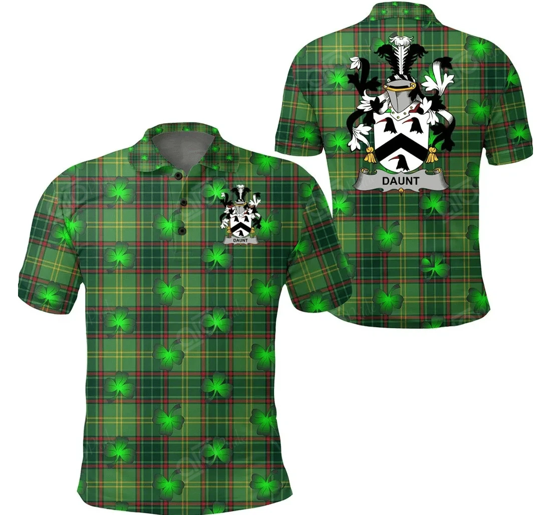 Personalized Daunt Ireland - Irish National Plaid With Shamrock - Irish Family Crest - Polo Shirt