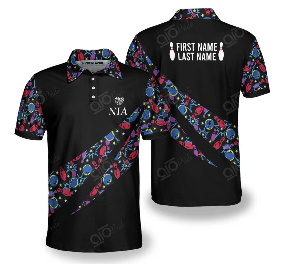 Custom Text Splits Bowling Logo Nia - Polo Shirt