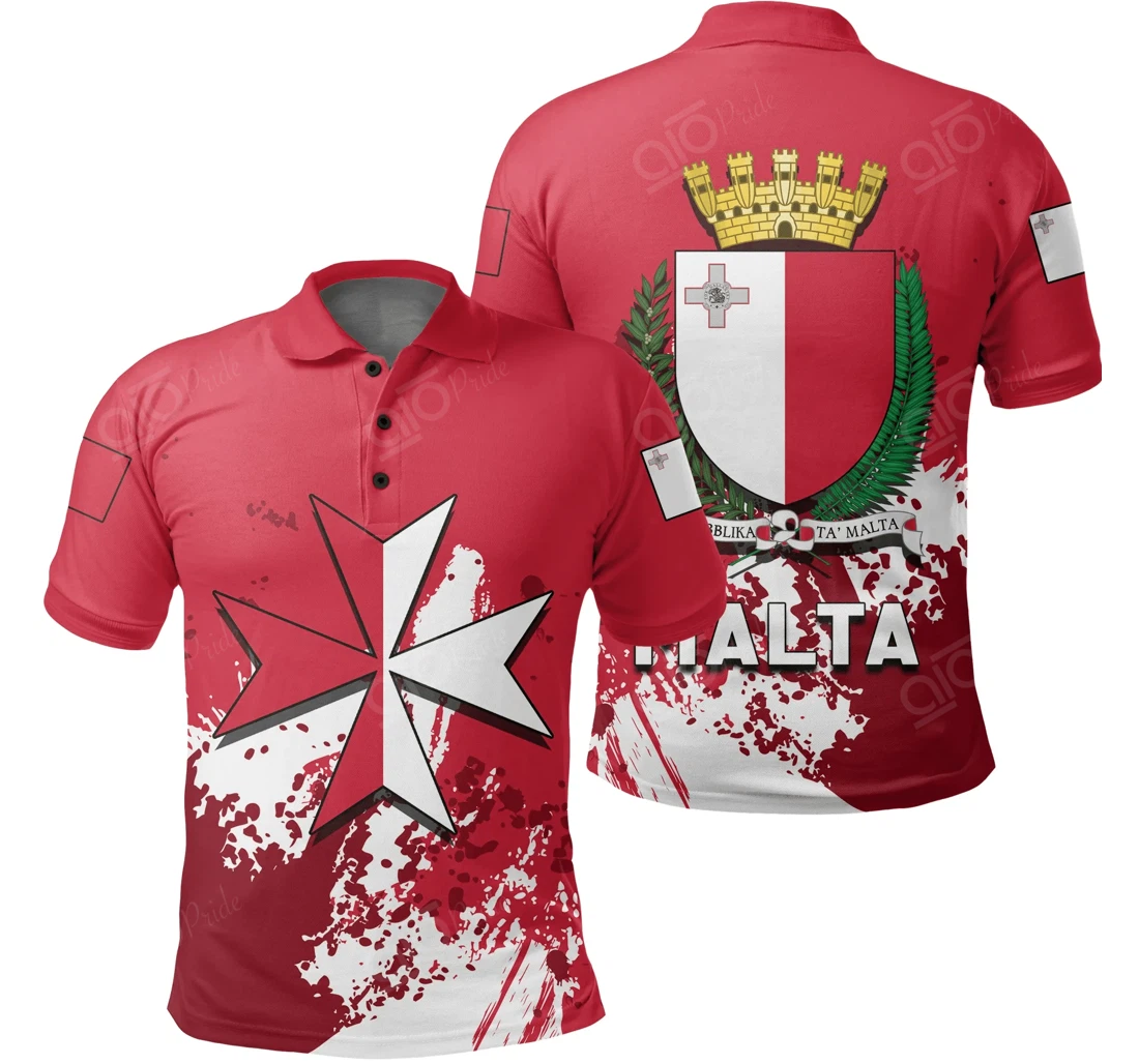 Personalized Malta Coat Of Arms Spaint Style - Polo Shirt