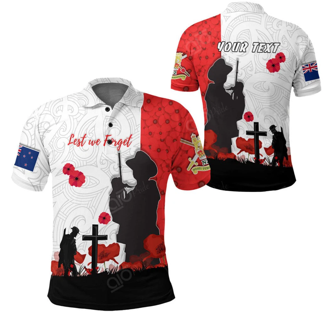 Custom Text New Zealand Anzac Lest We Forget - Polo Shirt