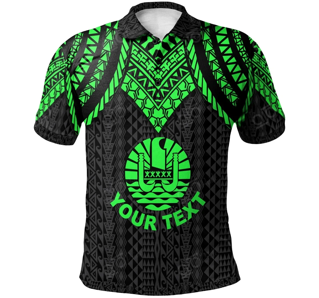 Custom Text Tahiti - Polynesian Armor Style Green - Polo Shirt