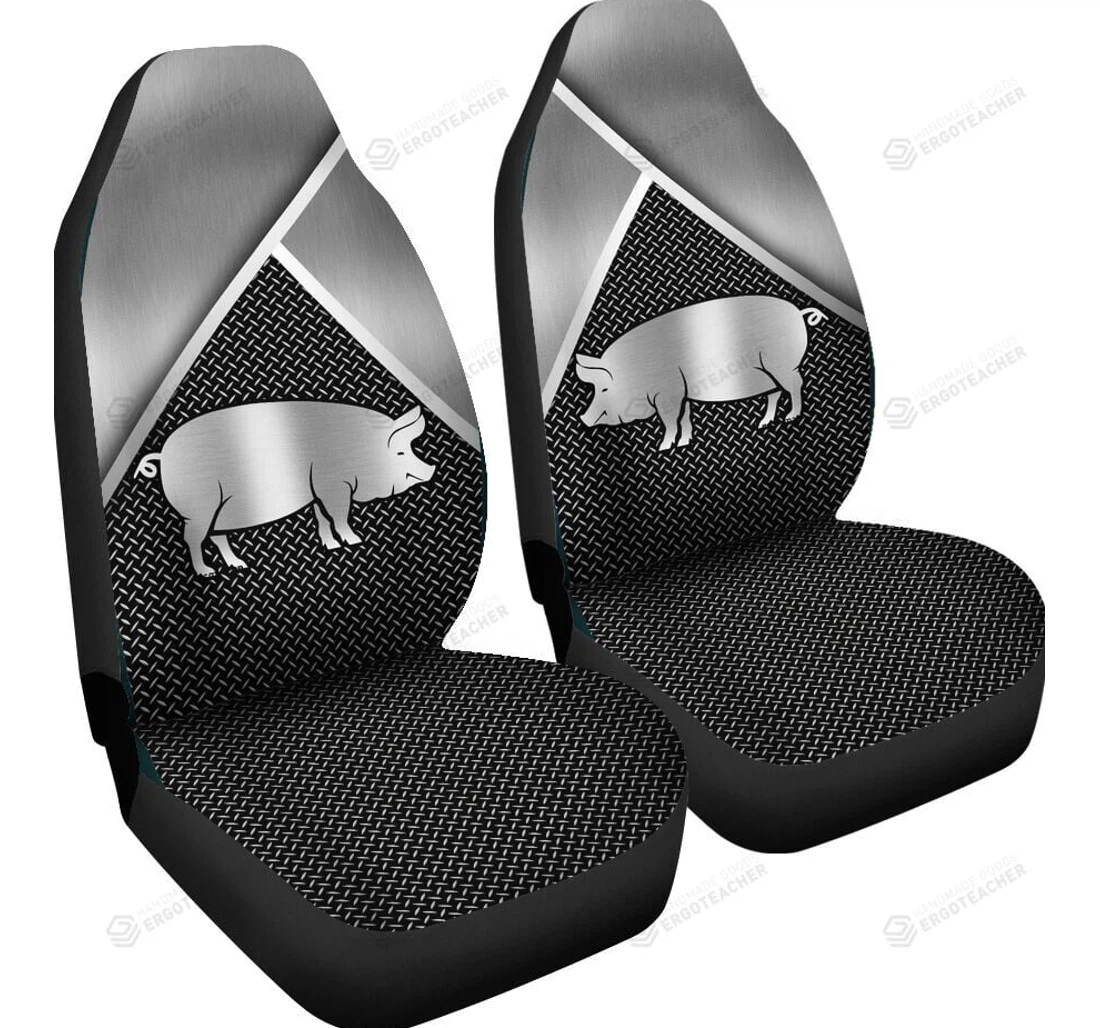 Pig Silver Metal Universal Front Car Seat Cover