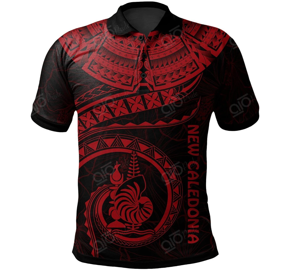 Personalized New Caledonia Polynesian - New Caledonia Waves Red - Polo Shirt