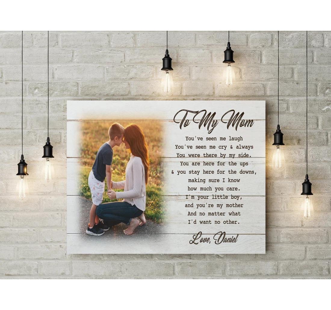 Poster, Canvas - Personalized Mom Canvas- Son Mother Custom Mother's Day I Love You Mom N2461 Print Framed Wall Art