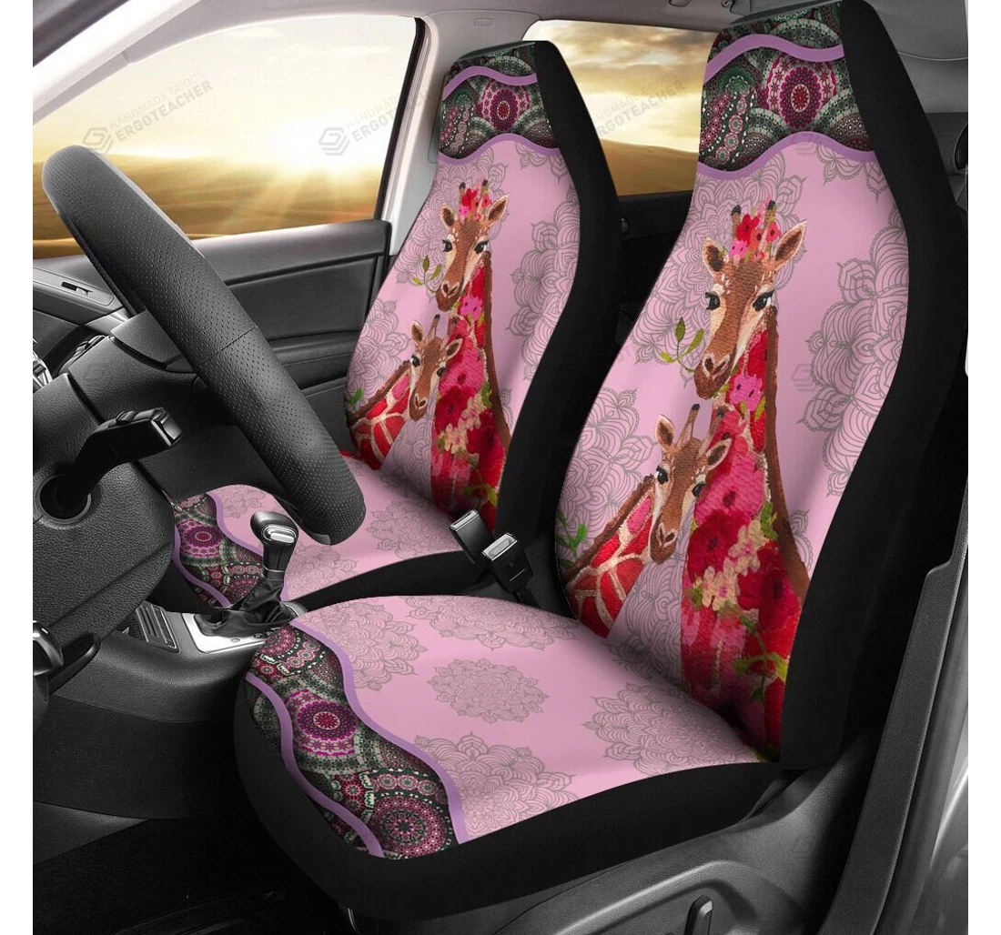 Giraffe Mother Day Universal Front Car Seat Cover