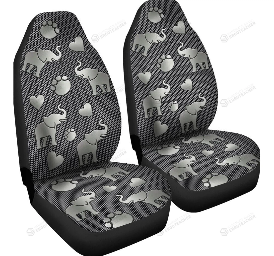 Elephant Metal Pattern Universal Front Car Seat Cover