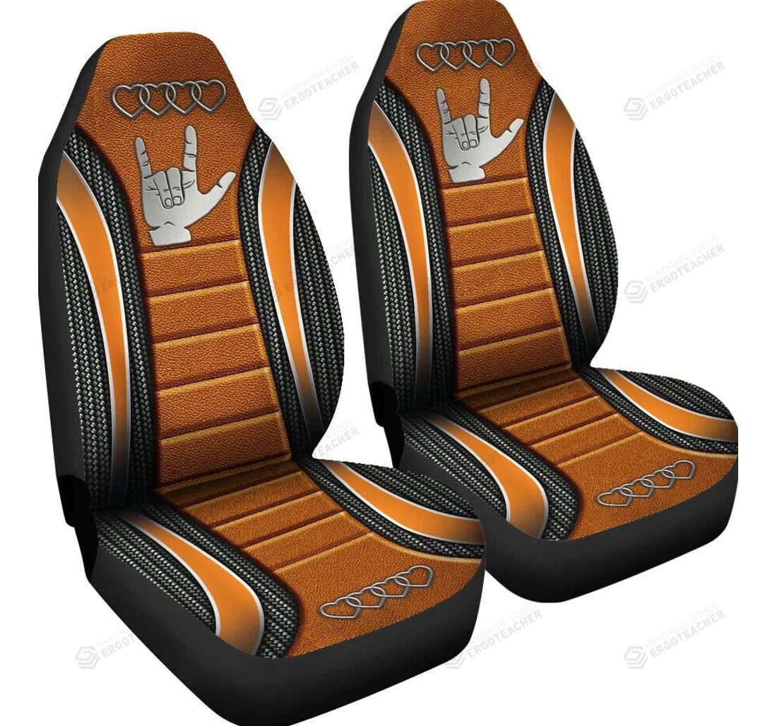 Sign Language Orange Universal Front Car Seat Cover