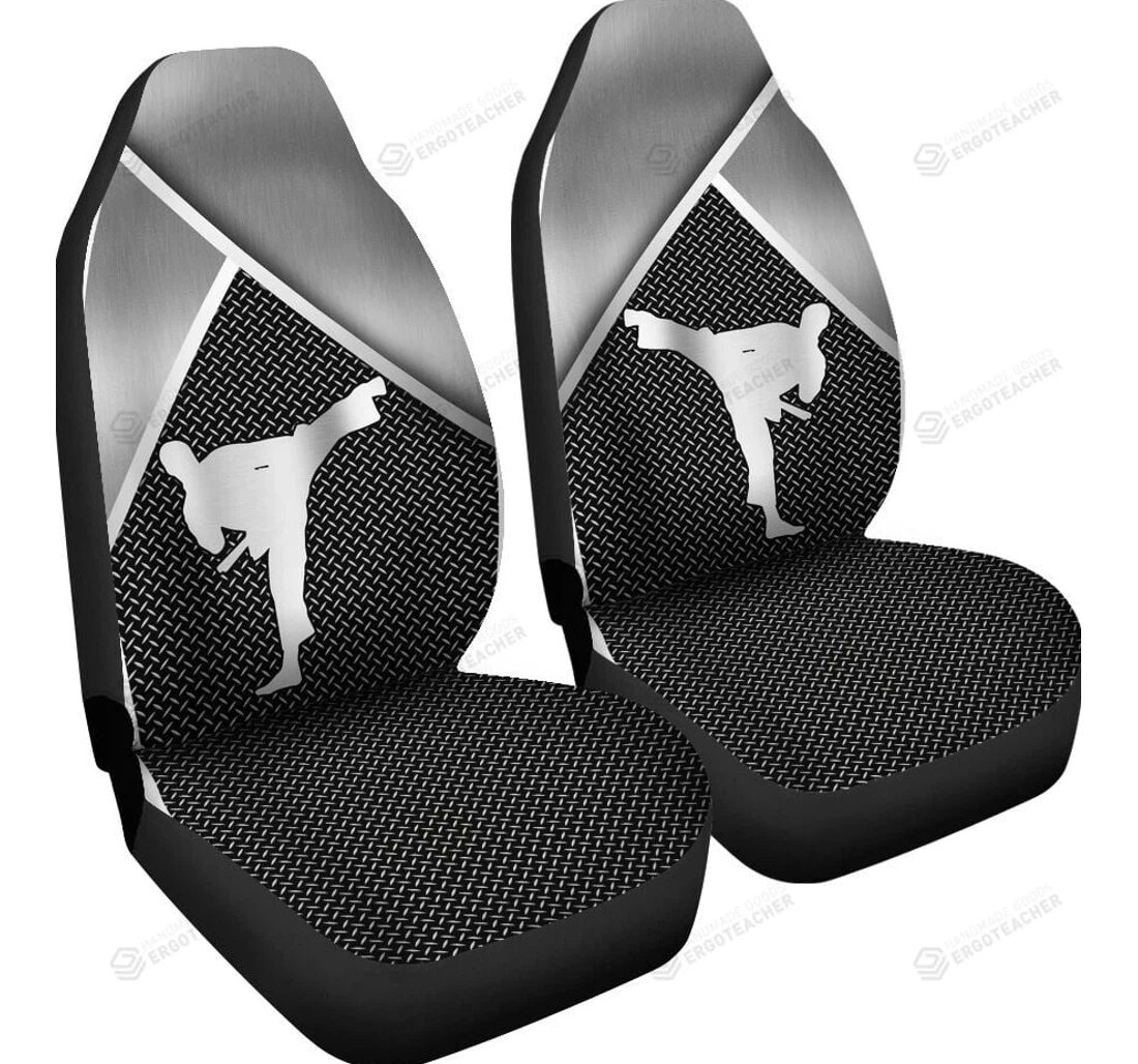 Taekwondo Silver Metal Universal Front Car Seat Cover