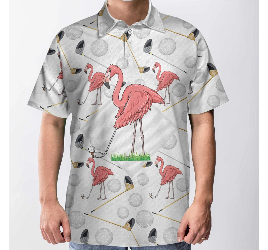 Personalized Flamingo Golfer Pink Flamingo Golf Flamingo Themed For Golfers - Polo Shirt