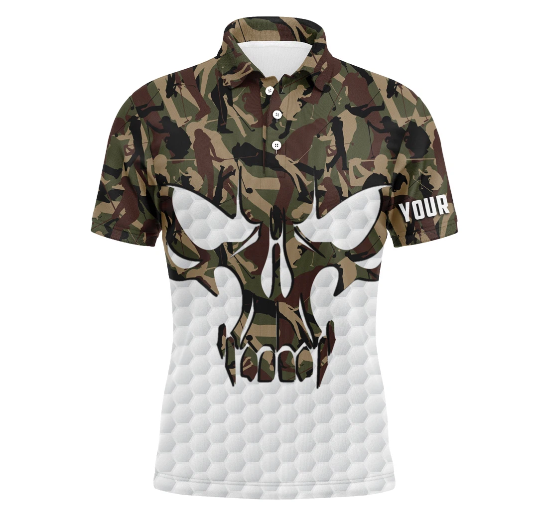 Long Camo Golf Skull Shirts For Custom Golf Upf Shirts Gifts For Golf Lovers Nqs3342 - Polo Shirt