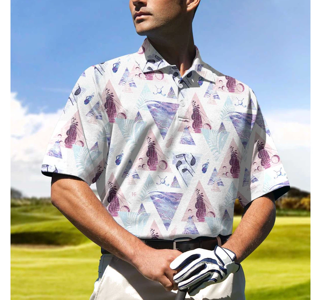 Personalized Geometric Triangle Pattern Golf Are You Looking At My Putt Funny Golf For - Polo Shirt