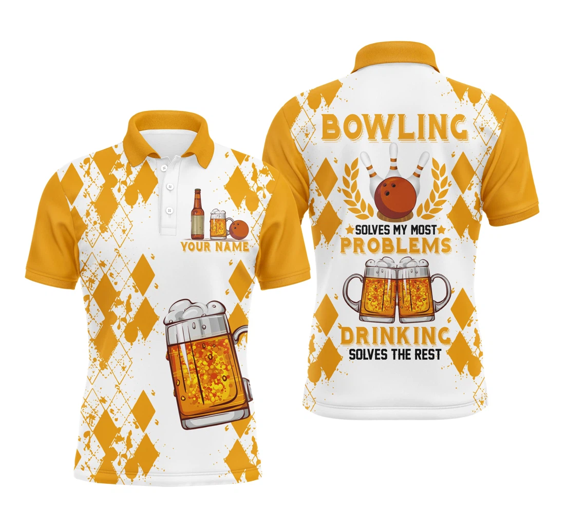 Funny Beer Bowling Personalized Team Sleeves Bowlers Jersey Nbp18 - Polo Shirt