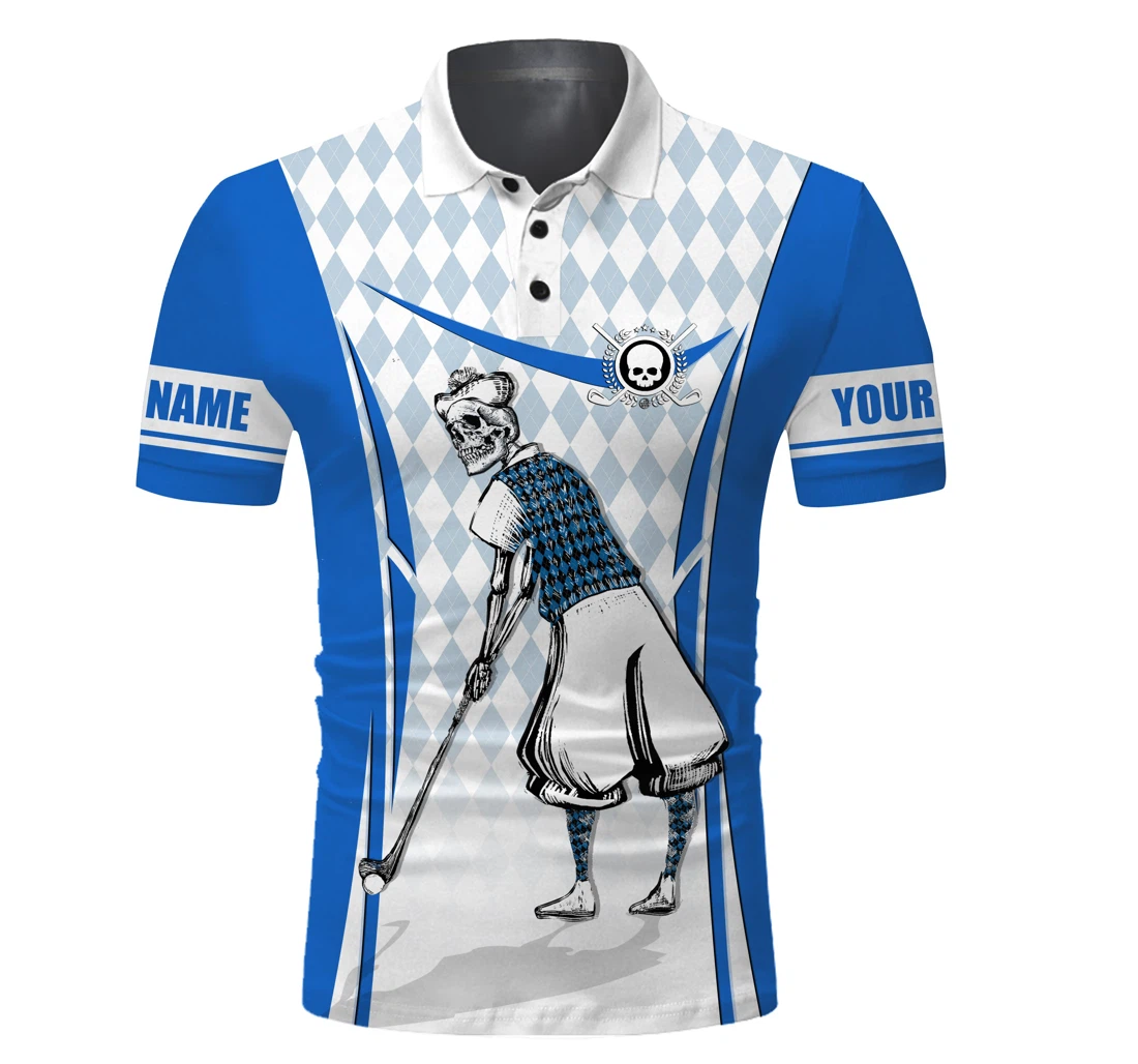 Golf Personalized Skull Blue Camo Pattern Golf For Gifts For Golf Lovers Nqs3380 - Polo Shirt