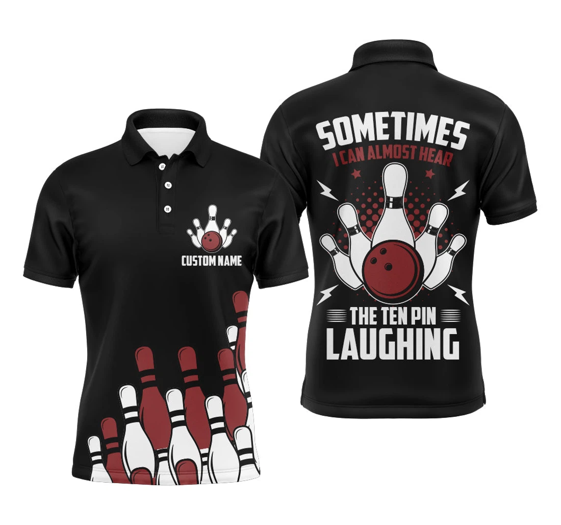 Funny Flame Bowling For Custom Name Black Bowling Jersey Ten Pin Laughing Nbp131 - Polo Shirt