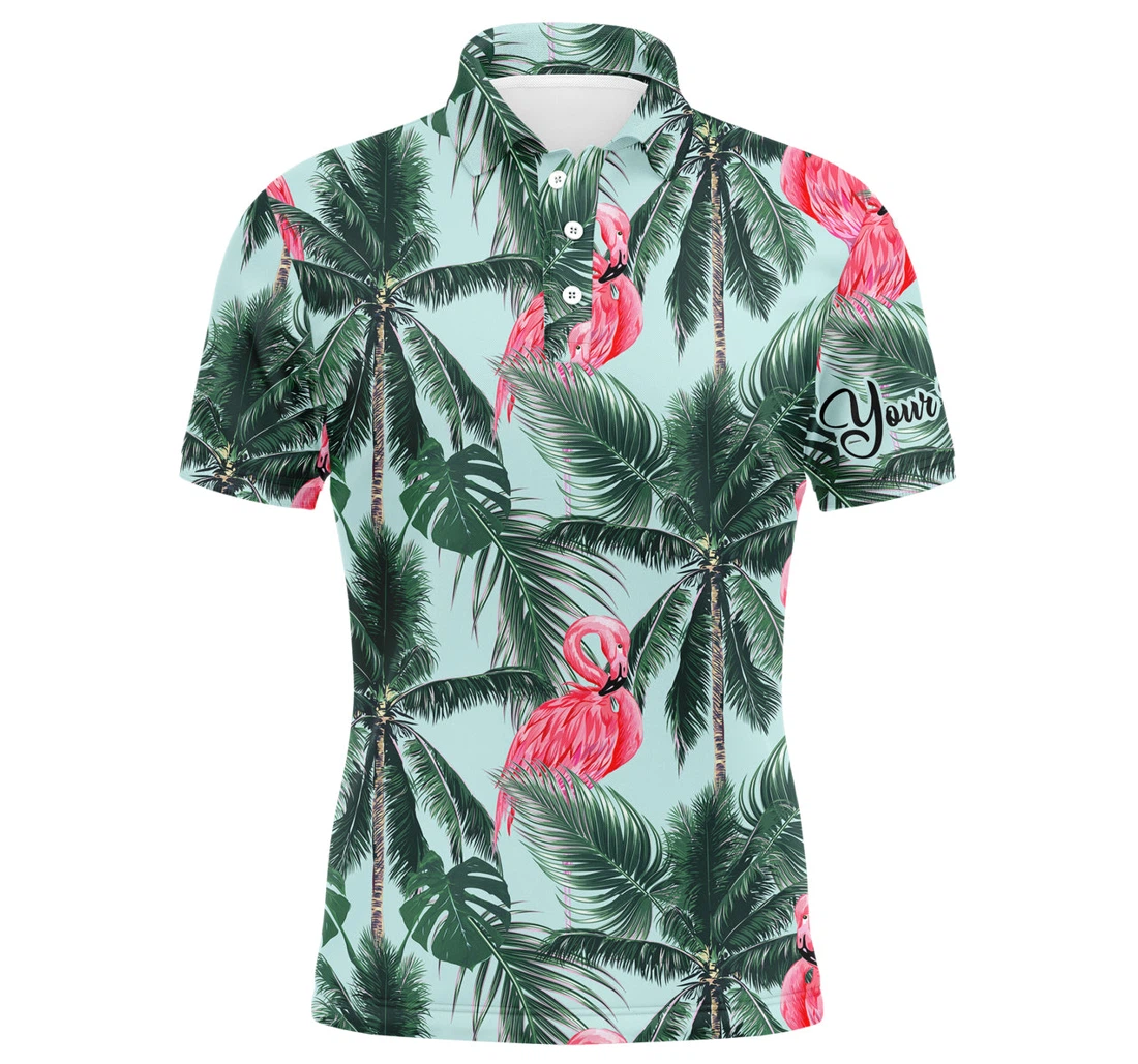 Golf Upf Shirts With Pink Flamingos Tropical Palm Leaves Custom Team Golf  Shirts Nqs3712 - Polo Shirt - All Star Shirt