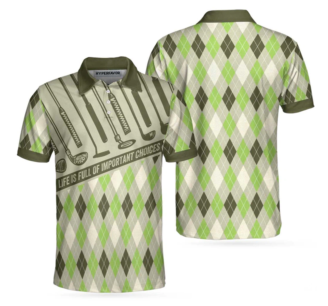 Personalized Life Is Full Of Important Choices Argyle Pattern Golf For - Polo Shirt