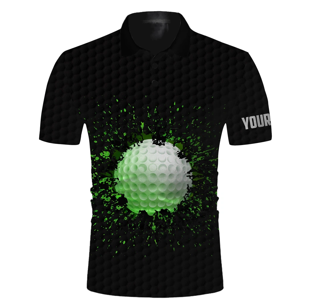 Long Golf Shirts For Mens Custom Name Black Splatter Golf Shirts - Gifts For The Golfer Nqs3595 - Polo Shirt