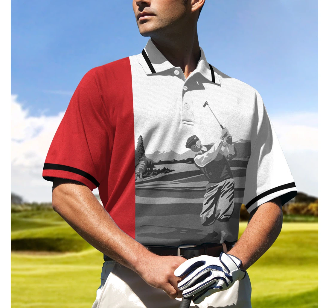 Personalized Man Playing Golf Golfer Graphic Best Golf For - Polo Shirt